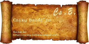 Csiky Balázs névjegykártya